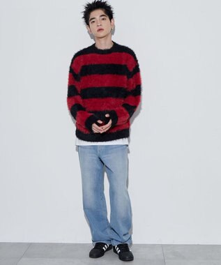 WEGO 【ユニセックスITEM着用】フェザーボーダープルオーバー レッドボーダー