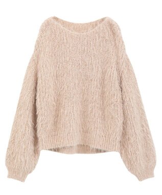 YECCA VECCA ラメシャギーボートネックニット Pink