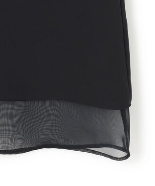 ICB 【UVケア・洗える】BackSatinAmunzen シフォンコンビブラウス ブラック×ブラック系