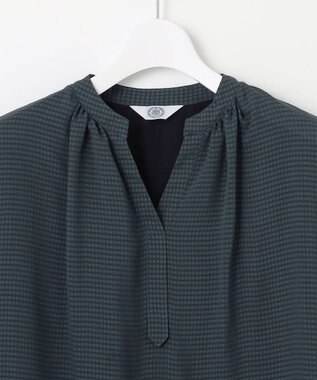 J.PRESS LADIES L 【速乾】サッカーチェック カットソー シーグリーン系3