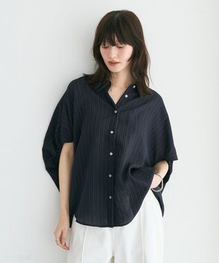 YECCA VECCA 【セットアップ可能】ストライプ柄シャツ Navy