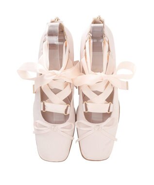 Maison de FLEUR レースアップサテンパンプス Light Pink