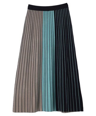 CRAFT STANDARD BOUTIQUE マルチストライプバイカラーニットスカート Navy