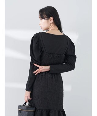 earth music&ecology エンボスフラワービスチェ Black