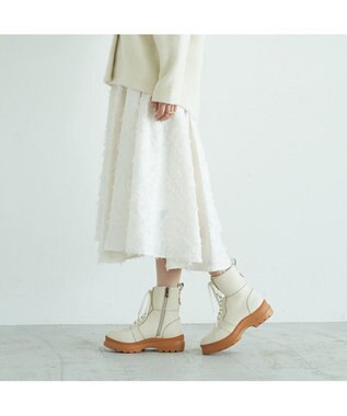 MODE ET JACOMO <carino>厚底レースアップブーツ アイボリー