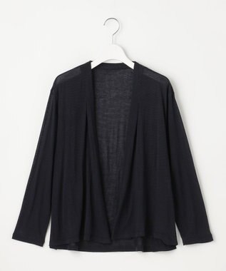 J.PRESS LADIES L 【洗える】ミラノ風天竺シアー カーディガン ネイビー系