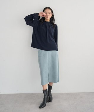 YECCA VECCA ハイウエストフェイクスエードスカート Light Blue