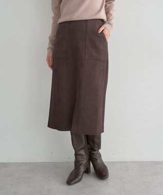 YECCA VECCA ハイウエストフェイクスエードスカート Brown