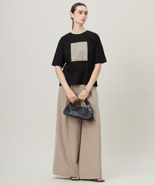 ICB 【日本製・接触冷感・UVケア・洗える】ペイズリーレノクロス TEE ブラック系