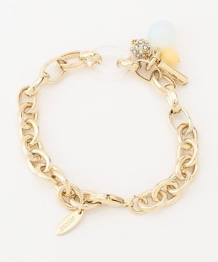 自由区 カラーパーツ×チェーンブレスレット ゴールド系