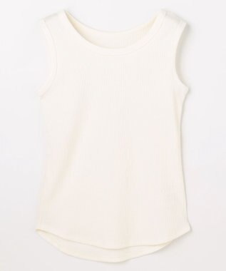 ANY テレコラウンドヘムタンクトップ ホワイト