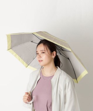 MOONBAT FURLA 晴雨兼用日傘 折りたたみ傘 シャンブレー切継 ／遮光 遮熱 UV ライトイエロー