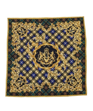 Marca 【Marcaオリジナル】オーナメントチェック 大判 シルクツイル スカーフ