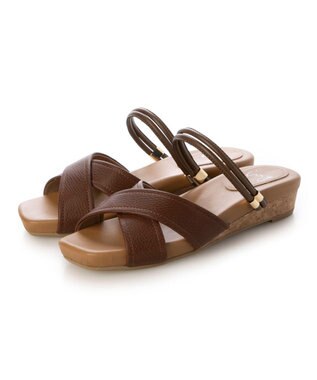 ing <ing>クロスベルトストラップサンダル ブラウン