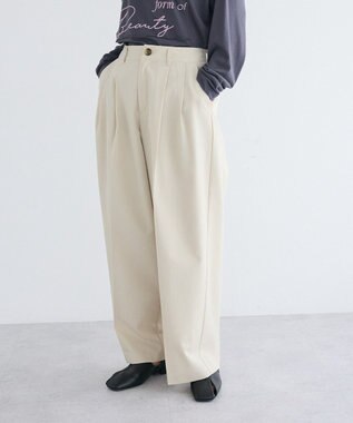 CRAFT STANDARD BOUTIQUE タックイージーワイドパンツ Light Beige