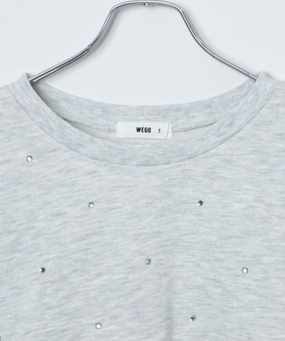 WEGO ラインストーンドットショートスウェット 杢グレー