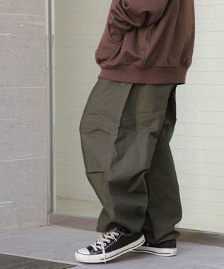 WEGO バックサテンワイドミリタリーパンツ カーキ