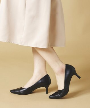Dominic3 切り替えデザイン ヒールパンプス ブラック