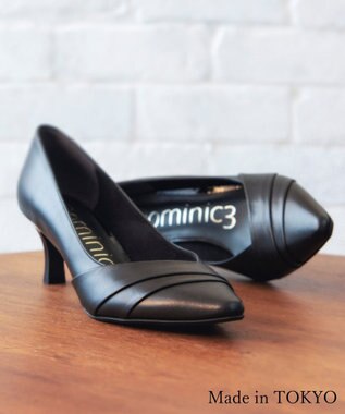 Dominic3 切り替えデザイン ヒールパンプス ブラック