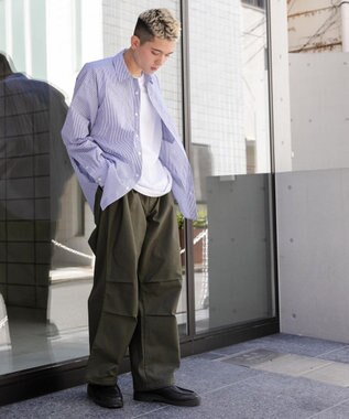 WEGO バックサテンワイドミリタリーパンツ カーキ