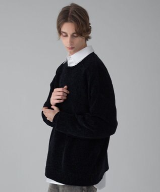 WEGO 【ユニセックス着用ITEM/MLサイズ展開】ベロアモールプルオーバー ブラック