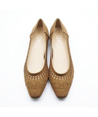 APOM フレンチスクエアメッシュフラット ブラウンスエード