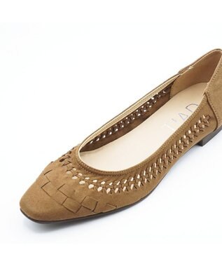 APOM フレンチスクエアメッシュフラット ブラウンスエード