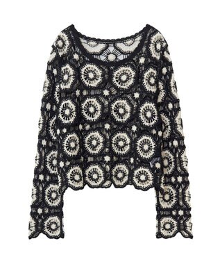 Green Parks ・ＳＵＧＡＲ　ＳＰＯＯＮ　クロシェフラワープルオーバー White×Black