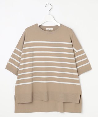 自由区 【接触冷感・UVカット・WEB限定カラーあり】クレープストレッチプルオーバー ニット [新色]シナモン×オフ(ラメ)