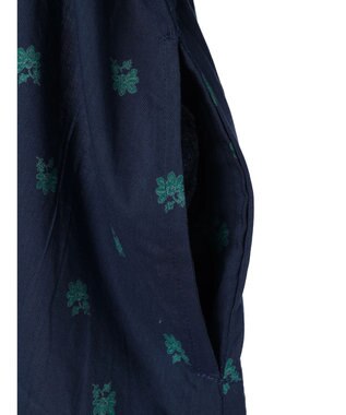 CRAFT STANDARD BOUTIQUE インド綿混キルト切替花柄ワンピース Navy