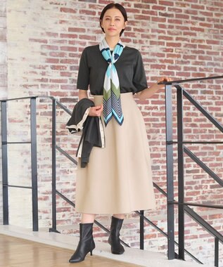 自由区 【洗える】ポリエステルホールガーメント スカート ベージュ系