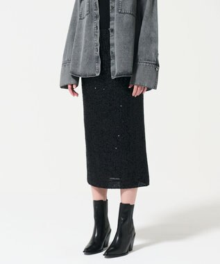 GRACE CONTINENTAL スパンコールタイトスカート ブラック