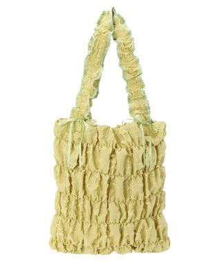 Green Parks ・ＱＵＯＮギャザーキルティングリボントートバッグ Yellow