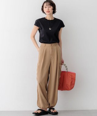 23区 S 【先行予約/WEB&一部店舗限定カラーあり】スビンハイツイスト フレンチスリーブ Tシャツ ブラック系