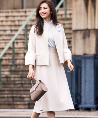 組曲 L 【KUMIKYOKU NAVY】スタンドフリルシャーティング ブラウス アイボリー系