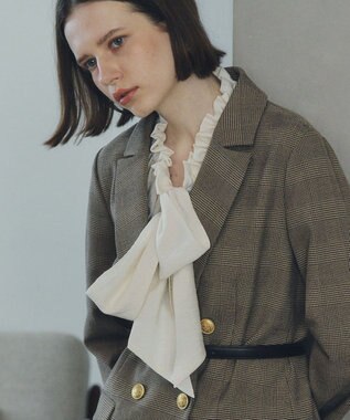 YECCA VECCA フリルギャザーボウタイブラウス Off White