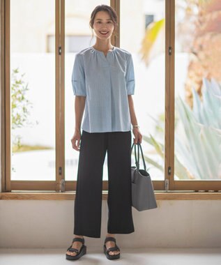 J.PRESS LADIES S 【WEB限定カラーあり・洗える】Lightジョーゼット ワイド パンツ 【WEB限定】ブラック系