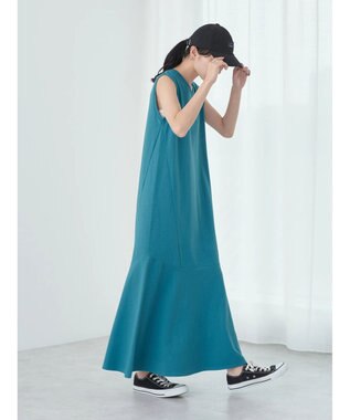 earth music&ecology Ｖネックマーメイドラインワンピース Blue