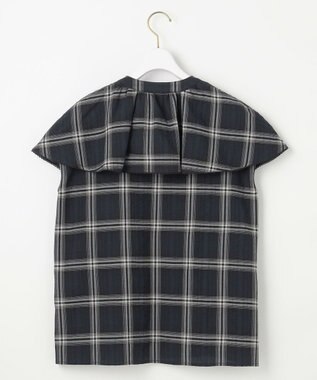 ANY SIS 【洗える】サッカーチェック ブラウス ネイビー