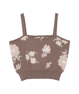 earth music&ecology SET2点フラワージャガードカーデ+ビスチェ Brown