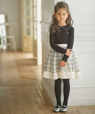 組曲 KIDS 【150-160cm】リブ襟 トップス ブラック系