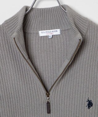WEGO U.S. POLO ASSN.|別注畔編みハーフジップセーター 杢グレー