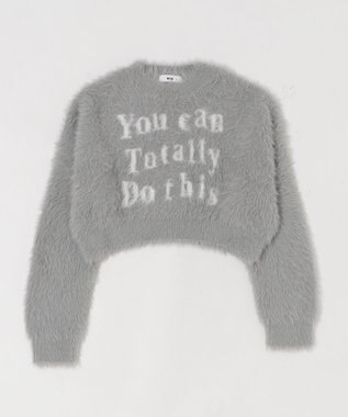 WEGO ロゴシャギーショートニット グレー