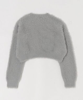 WEGO ロゴシャギーショートニット グレー