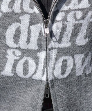 WEGO グラフィックジャガードニットZIPパーカー グレー