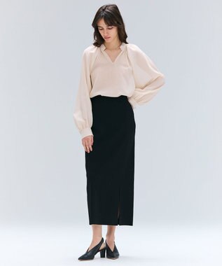 BEIGE， 【洗える】LAURA / ドライタッチIラインニットスカート Black