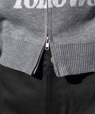 WEGO グラフィックジャガードニットZIPパーカー グレー