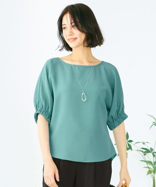  【洗える】デザインスリーブとろみ ブラウス