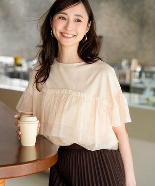 ANY SIS 【洗える】チュール重ね プルオーバー