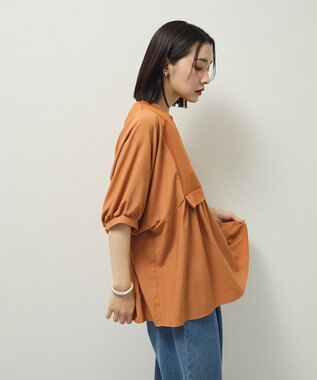 Green Parks ベスト風７分袖ドッキングプルオーバー Orange